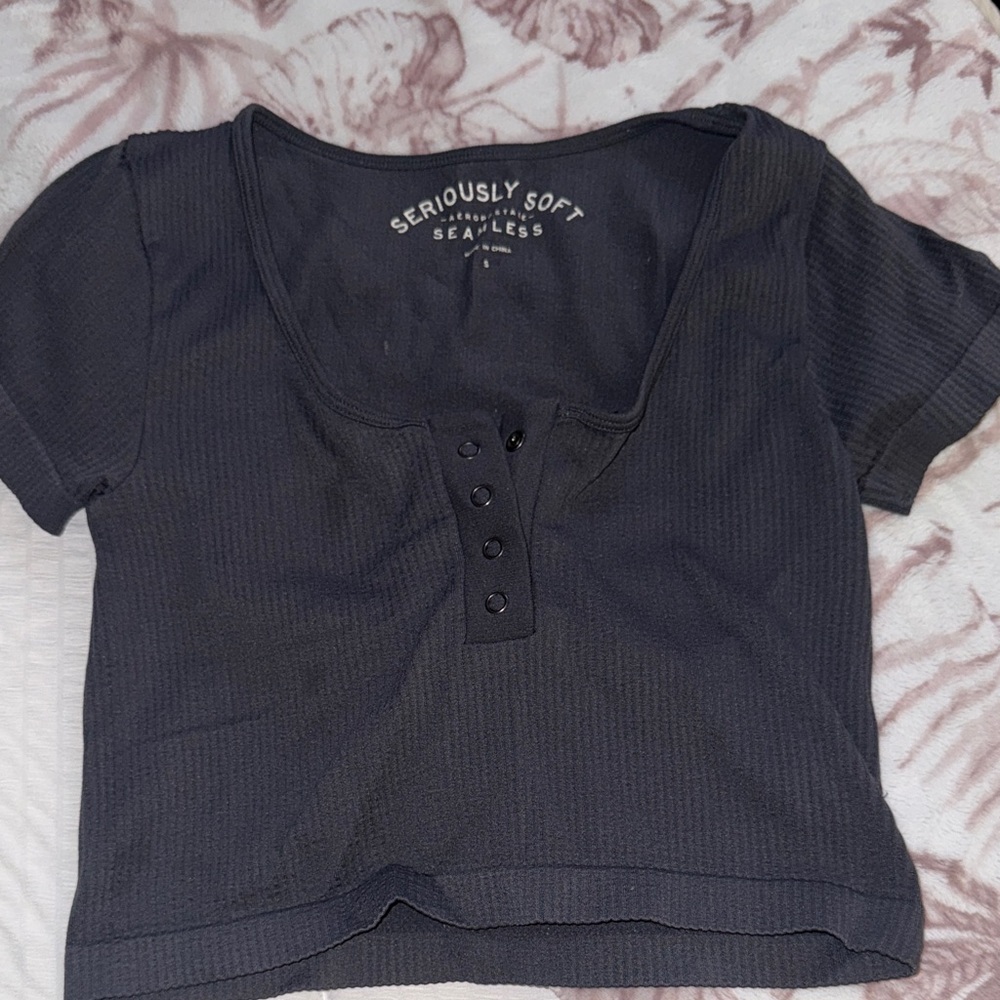 Aeropostale Black Seriously Soft Seamless Blouse